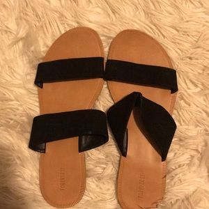 black 2 strap sandals